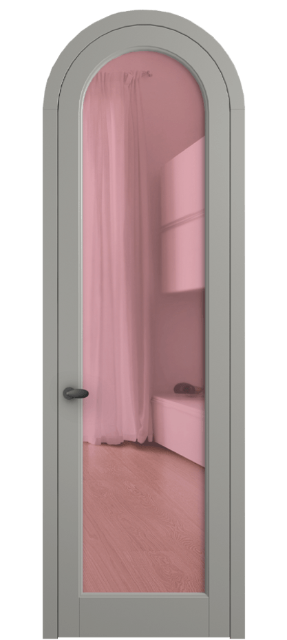 Межкомнатная дверь Палаццо 6814 Матовый нейтральный серый Прозрачное розовое стекло, триплекс Цена 6700 AZE | Volhovec