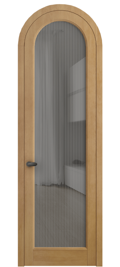 Межкомнатная дверь Палаццо 6814 Бук натуральный матовый Рифлёное серое стекло "Мору", триплекс Цена 9400 AZE | Volhovec