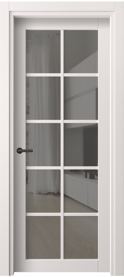 Межкомнатная дверь Нео 2106 ПЭТ кремово-серый Прозрачное серое стекло, триплекс Цена 600 AZE | Volhovec