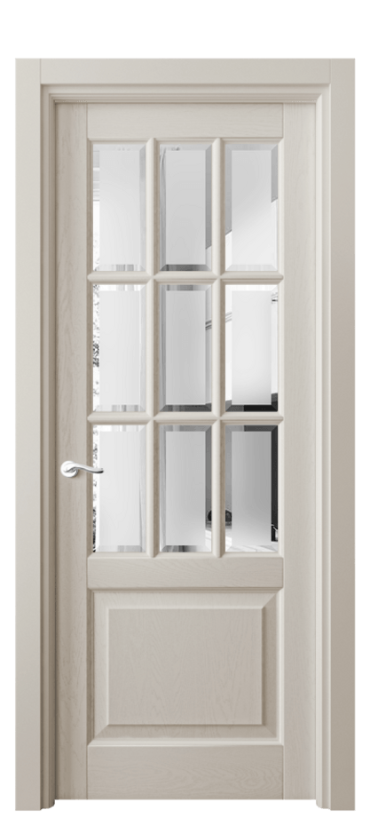 Межкомнатная дверь Лигнум 0748 Дуб светло-бежевый Сатинированное стекло с фацетом Цена 8400 AZE | Volhovec