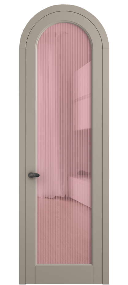 Межкомнатная дверь Палаццо 6814 Матовый бисквитный Рифлёное розовое стекло "Мору", триплекс Цена 6900 AZE | Volhovec
