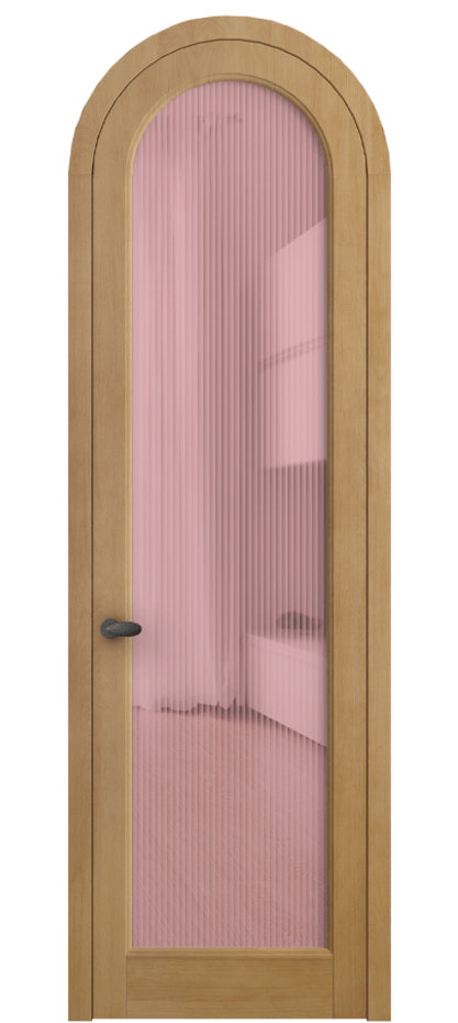 Межкомнатная дверь Палаццо 6814 Бук натуральный матовый Рифлёное розовое стекло "Мору", триплекс Цена 9400 AZE | Volhovec