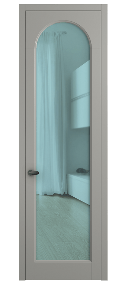 Межкомнатная дверь Палаццо 6804 Матовый нейтральный серый Прозрачное голубое стекло, триплекс Цена 5100 AZE | Volhovec