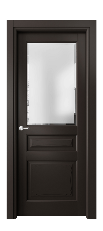 Межкомнатная дверь Тоскана Элегантэ 6324 Матовый антрацит Сатинированное стекло с фацетом Цена 5260 AZE | Volhovec