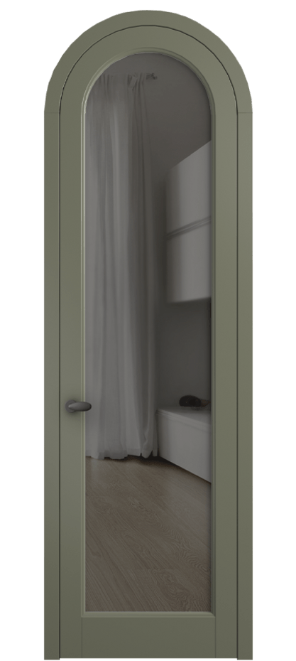 Межкомнатная дверь Палаццо 6814 Матовый оливковый тёмный Прозрачное серое стекло, триплекс Цена 6700 AZE | Volhovec