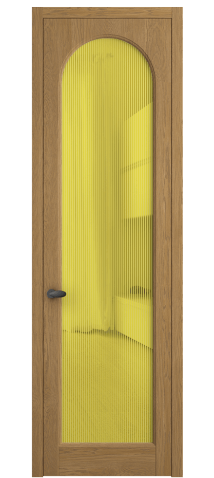 Межкомнатная дверь Палаццо 6804 Дуб солнечный матовый Рифлёное желтое стекло "Дюна", триплекс Цена 8300 AZE | Volhovec