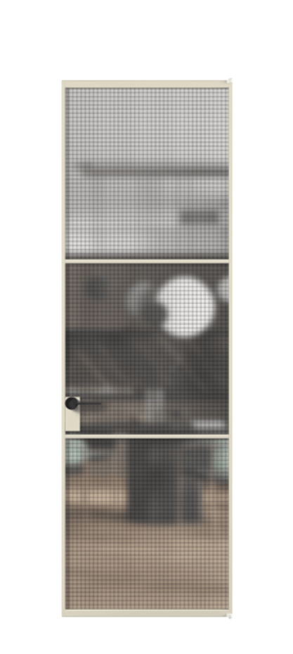 Алюминиевая дверь АЛПЛ040.03 Алюминий бежево-серый Декоративное стекло с сеткой "Mesh silver", триплекс Цена 6800  | Volhovec