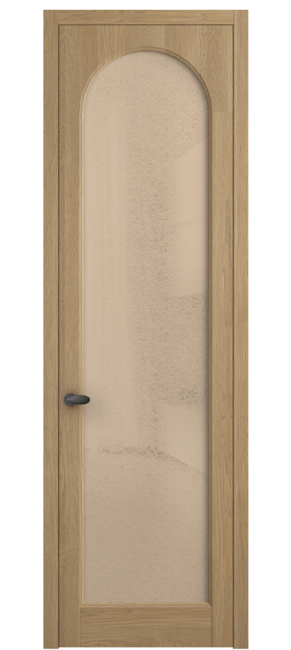 Межкомнатная дверь Палаццо 6804 Дуб соломенный матовый Фактурное оранжевое стекло "Лёд", триплекс Цена 8300 AZE | Volhovec