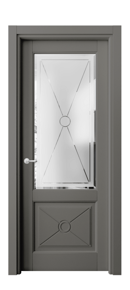 Межкомнатная дверь Тоскана Литера 6362 Матовый классический серый Сатинированное стекло с гравировкой «LITERA» Цена 731720 AMD | Volhovec