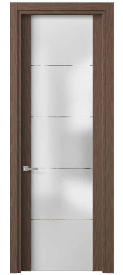 Межкомнатная дверь Planum 4114 Дуб кофейный матовый Сатинированное стекло с гравировкой «КВАДРО», триплекс Цена 4441 AZE | Volhovec