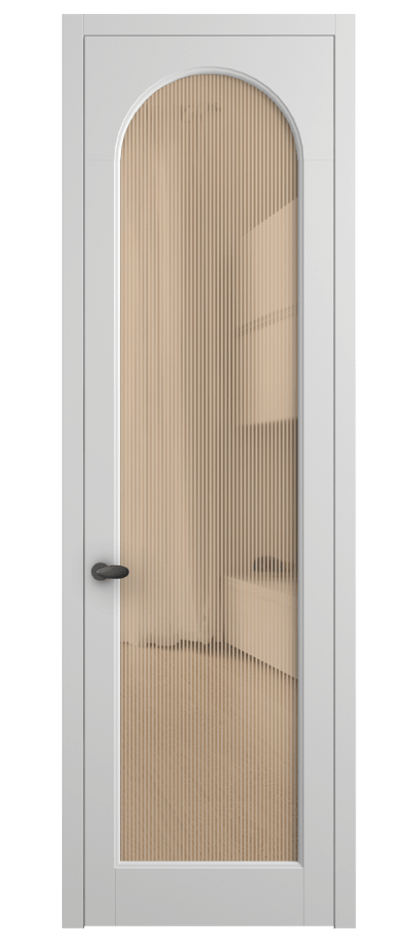 Межкомнатная дверь Палаццо 6804 Матовый белоснежный Рифлёное оранжевое стекло "Дюна", триплекс Цена 694800 AMD | Volhovec