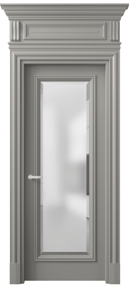 Межкомнатная дверь Антик 7300 Матовый нейтральный серый Сатинированное стекло с фацетом Цена 8580 AZE | Volhovec