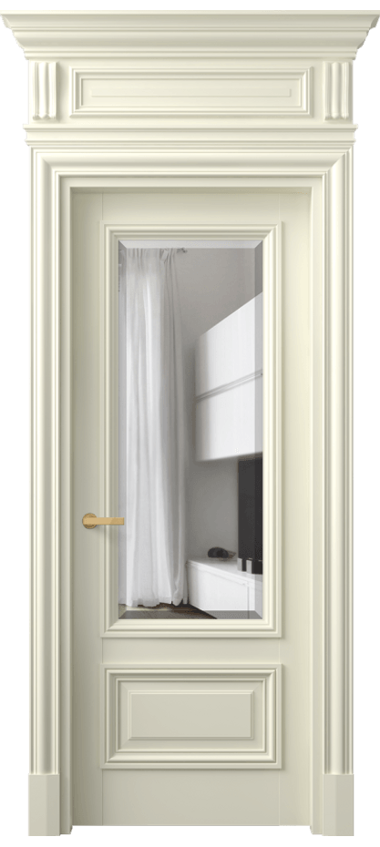 Межкомнатная дверь Антик 7306 Матовый молочно-белый Прозрачное стекло с фацетом Цена 8531 AZE | Volhovec