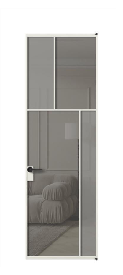 Межкомнатная дверь Mosaic АЛПЛ041.23 Алюминий серый Сатинированное серое стекло, триплекс, 6 мм + Прозрачное серое стекло, триплекс Цена 8650 AZE | Volhovec