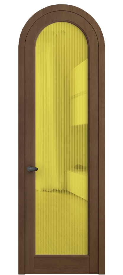 Межкомнатная дверь Палаццо 6814 Бук тёмный матовый Рифлёное жёлтое стекло "Мору", триплекс Цена 9400 AZE | Volhovec