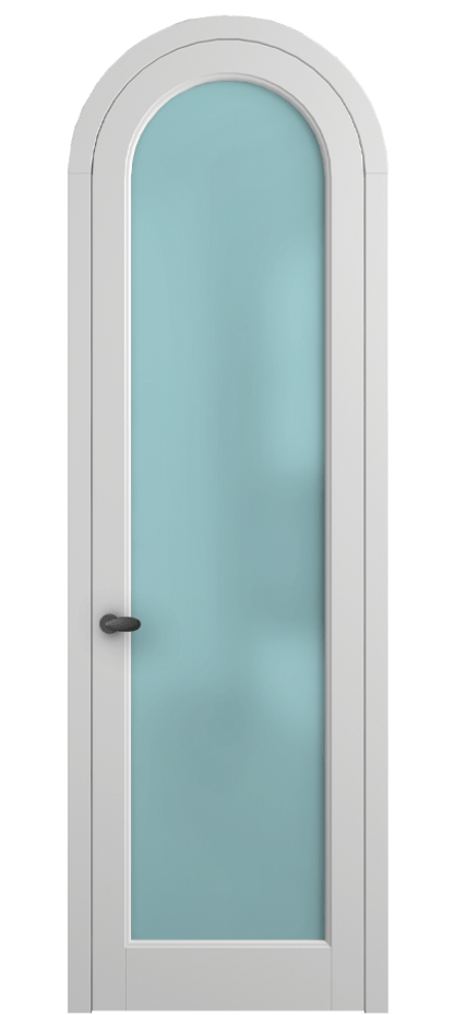 Межкомнатная дверь Палаццо 6814 Матовый белоснежный Сатинированное голубое стекло, триплекс Цена 6500 AZE | Volhovec