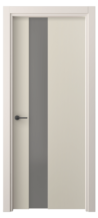 Межкомнатная дверь Freedom 4224 ПЭТ светло-бежевый Сатинированное серое стекло, триплекс Цена 1600 AZE | Volhovec