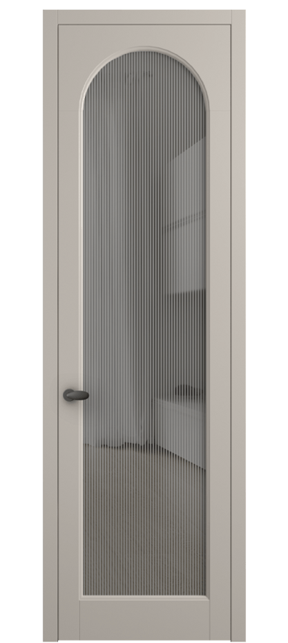 Межкомнатная дверь Палаццо 6804 Матовый светло-бежевый Рифлёное серое стекло "Дюна", триплекс Цена 5400 AZE | Volhovec