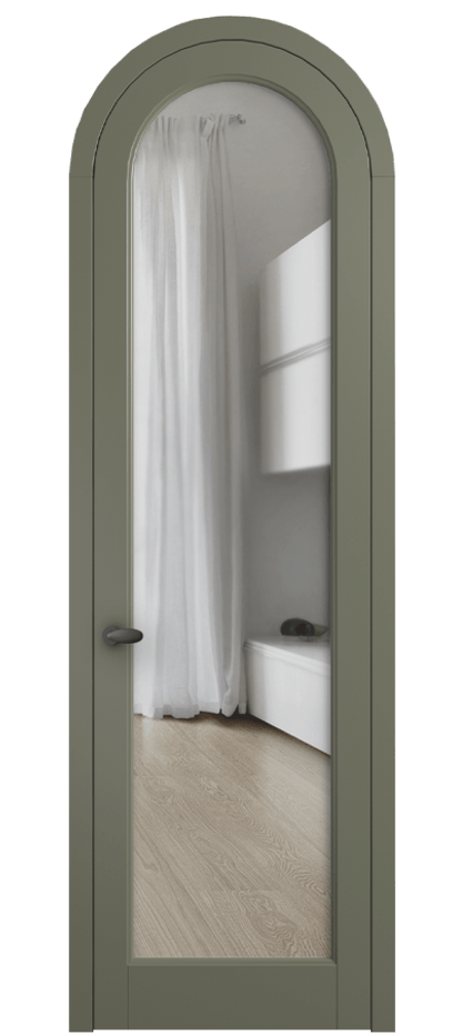 Межкомнатная дверь Палаццо 6814 Матовый оливковый тёмный Прозрачное стекло Цена 6700 AZE | Volhovec