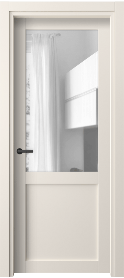 Межкомнатная дверь Neo// 2122 ПЭТ кремово-белый Прозрачное стекло, триплекс Цена 30499 ₽ | Volhovec