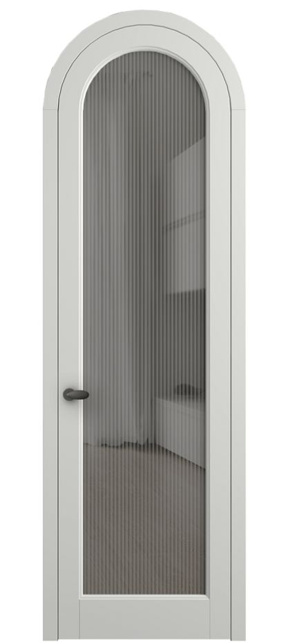 Межкомнатная дверь Палаццо 6814 Матовый светло-серый Рифлёное серое стекло "Moru", триплекс Цена 6900 AZE | Volhovec