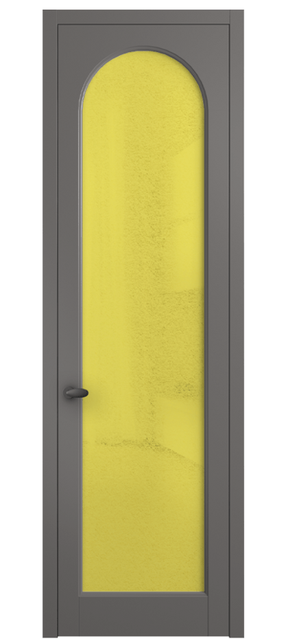 Межкомнатная дверь Палаццо 6804 Матовый классический серый Фактурное жёлтое стекло "Лёд", триплекс Цена 5400 AZE | Volhovec