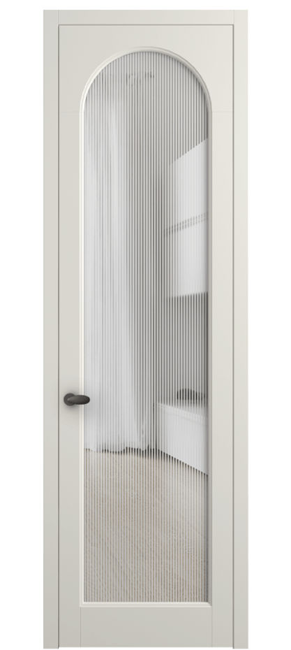Межкомнатная дверь Палаццо 6804 Матовый жемчужный Рифлёное стекло "Дюна", триплекс Цена 103029 ₽ | Volhovec