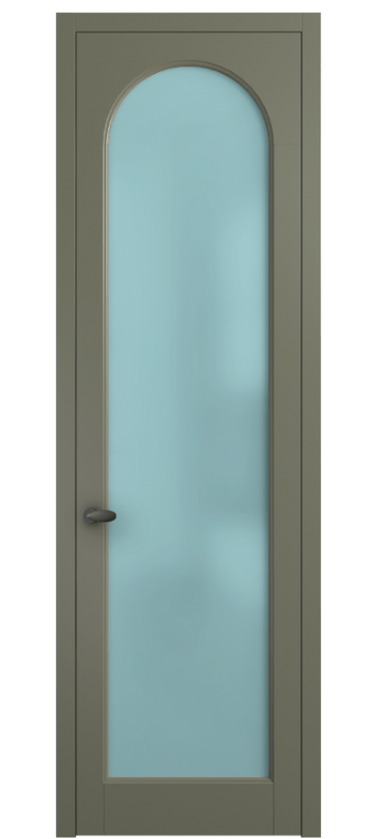 Межкомнатная дверь Палаццо 6804 Матовый оливковый тёмный Сатинированное голубое стекло, триплекс Цена 5100 AZE | Volhovec