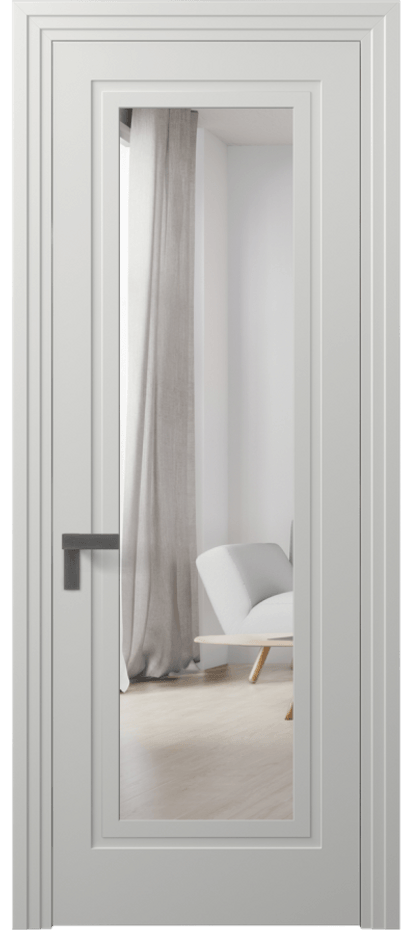 Межкомнатная дверь Rocca 8303 Матовый светло-серый Двустороннее зеркало, триплекс Цена 66319 ₽ | Volhovec