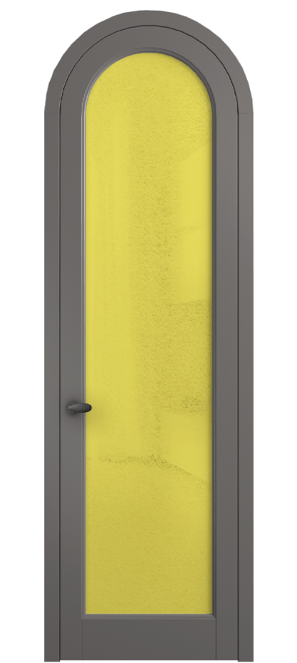 Межкомнатная дверь Палаццо 6814 Матовый классический серый Фактурное жёлтое стекло "Лёд", триплекс Цена 6800 AZE | Volhovec
