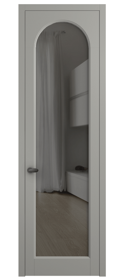 Межкомнатная дверь Палаццо 6804 Матовый нейтральный серый Прозрачное серое стекло, триплекс Цена 5100 AZE | Volhovec