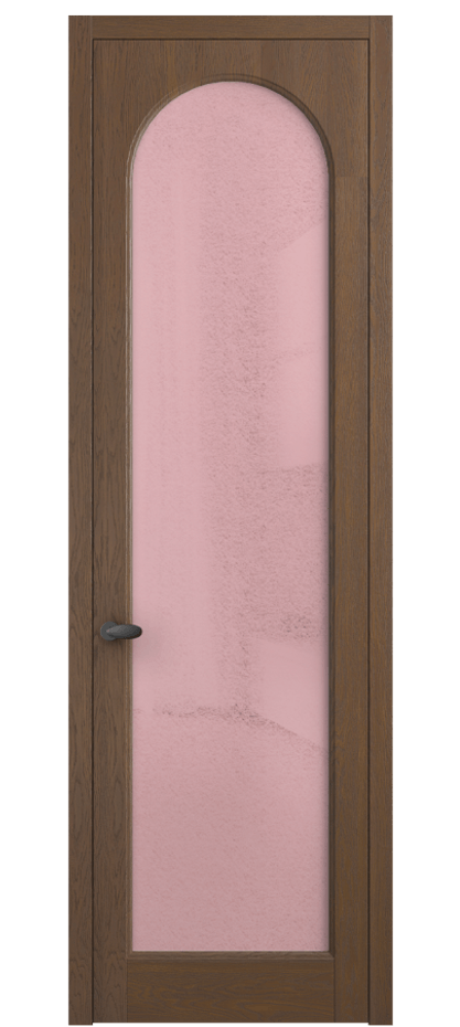 Межкомнатная дверь Палаццо 6804 Дуб каштановый матовый Фактурное розовое стекло "Лёд", триплекс Цена 8300 AZE | Volhovec