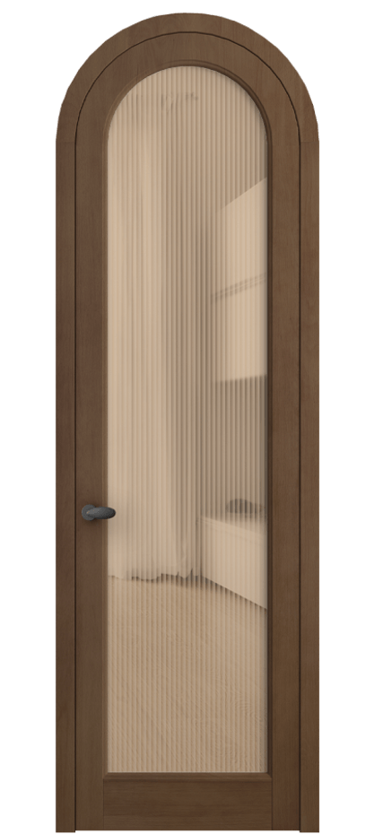 Межкомнатная дверь Палаццо 6814 Бук тёмный матовый Рифлёное оранжевое стекло "Moru", триплекс Цена 9400 AZE | Volhovec