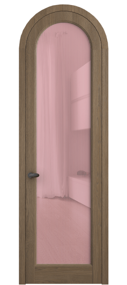 Межкомнатная дверь Палаццо 6814 Дуб джутовый матовый Рифлёное розовое стекло "Дюна", триплекс Цена 11300 AZE | Volhovec