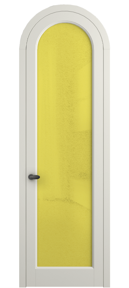 Межкомнатная дверь Палаццо 6814 Матовый жемчужный Фактурное жёлтое стекло "Лёд", триплекс Цена 7000 AZE | Volhovec