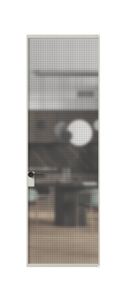 Алюминиевая дверь АЛПЛ040.01 Алюминий тёплый серый Декоративное стекло с сеткой "Mesh silver", триплекс Цена 6550  | Volhovec