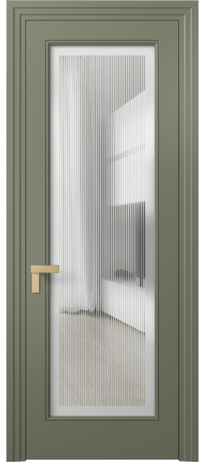 Межкомнатная дверь Rocca 8300 Матовый оливковый тёмный Сатинированное с гравировкой "Каннелюры", триплекс Цена 4090 AZE | Volhovec