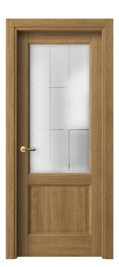 Межкомнатная дверь Галант 1422 Грецкий орех Сатинированное стекло с гравировкой "Лофт" Цена 1690 AZE | Volhovec