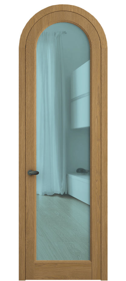 Межкомнатная дверь Палаццо 6814 Дуб солнечный матовый Прозрачное голубое стекло, триплекс Цена 206349 ₽ | Volhovec
