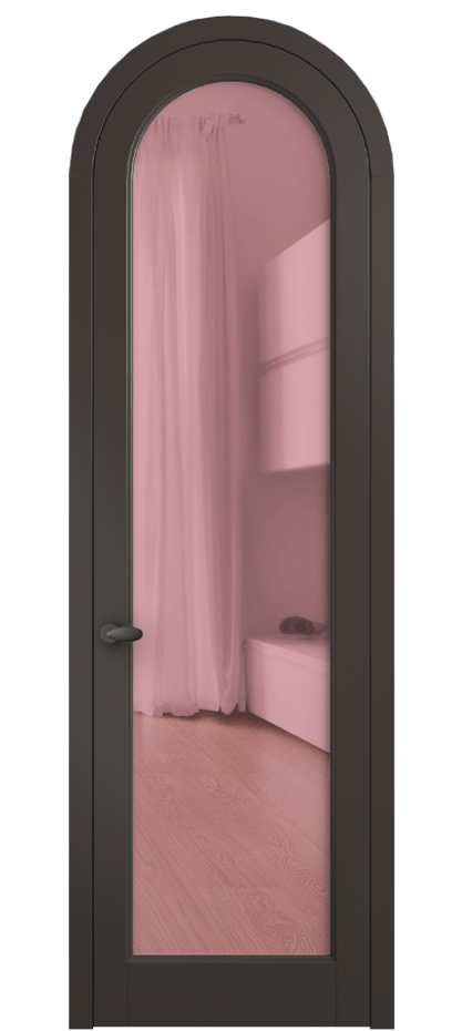 Межкомнатная дверь Палаццо 6814 Матовый антрацит Прозрачное розовое стекло, триплекс Цена 6500 AZE | Volhovec