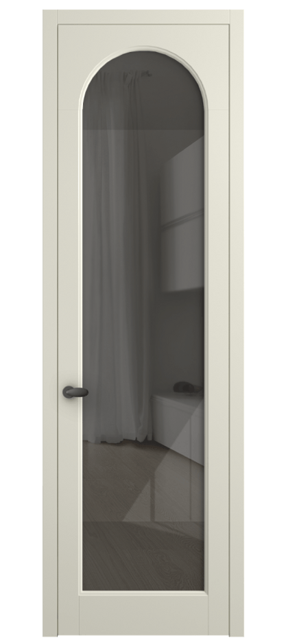 Межкомнатная дверь Палаццо 6804 Матовый молочно-белый Рефлективное серое стекло "Стопсол", калёное Цена 5500 AZE | Volhovec