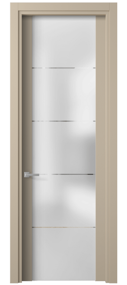 Межкомнатная дверь Planum 4114 ПЭТ светло-бежевый Сатинированное стекло с гравировкой «КВАДРО», триплекс Цена 1580 AZE | Volhovec