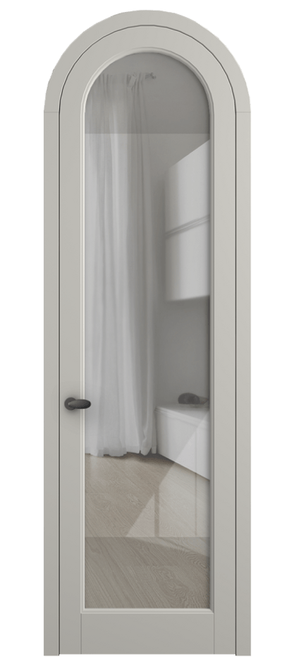 Межкомнатная дверь Палаццо 6814 Матовый тёплый серый Рефлективное прозрачное стекло "Стопсол", калёное Цена 6900 AZE | Volhovec