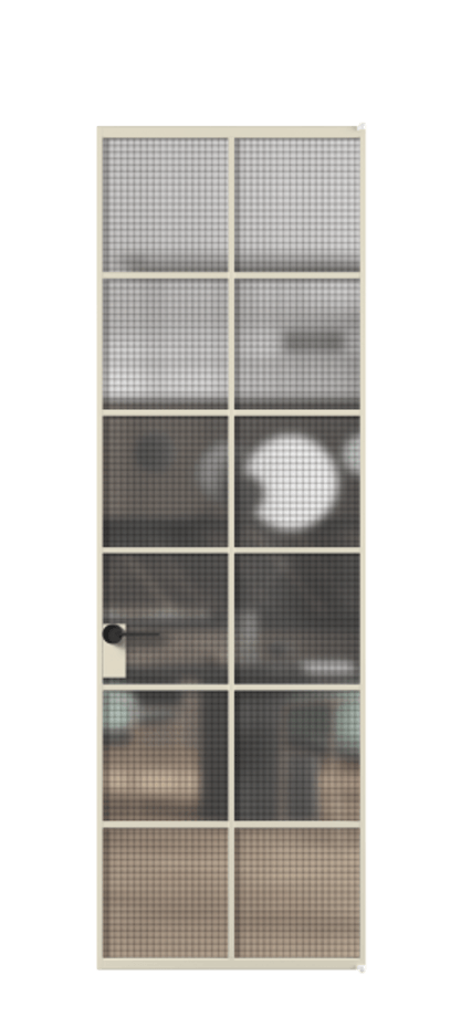 Алюминиевая дверь АЛПЛ040.05 Алюминий бежево-серый Декоративное стекло с сеткой "Mesh silver", триплекс Цена 7030  | Volhovec