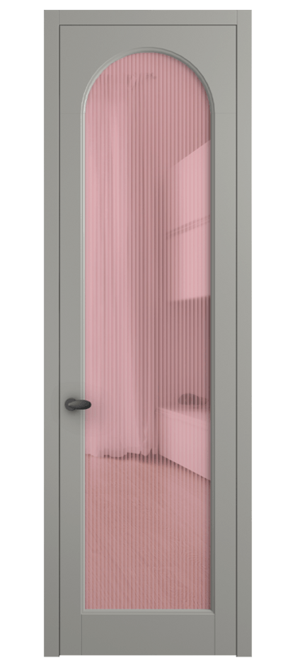 Межкомнатная дверь Палаццо 6804 Матовый нейтральный серый Рифлёное розовое стекло "Moru", триплекс Цена 5500 AZE | Volhovec