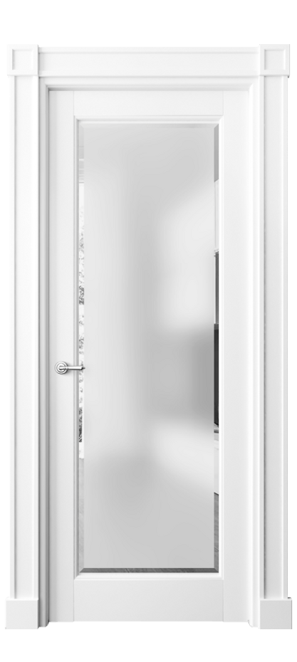 Дверь межкомнатная Тоскана Плано 6300 Матовый белоснежный Сатинированное стекло с фацетом Гладкие пилястры с квадратными розетками МБЛ Цена 6760 AZE Наличники уже входят в базовый комплект. Фабрика дверей Волховец 8 (800) 551 43 19 Межкомнатная дверь Тоскана Плано 6300 Матовый белоснежный Сатинированное стекло с фацетом Цена 6760 AZE | Volhovec