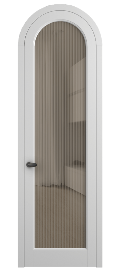 Межкомнатная дверь Палаццо 6814 Матовый белоснежный Рифлёное бронзовое стекло "Мору", триплекс Цена 6900 AZE | Volhovec