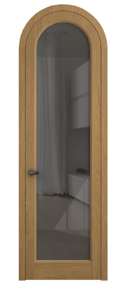 Межкомнатная дверь Палаццо 6814 Дуб солнечный матовый Рефлективное серое стекло "Стопсол", калёное Цена 11200 AZE | Volhovec