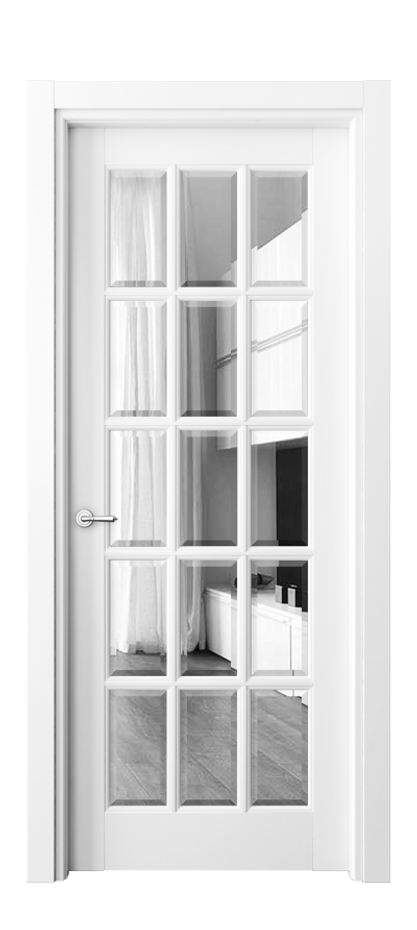 Межкомнатная дверь Тоскана Грильято 6311 Матовый белоснежный Двустороннее зеркало с фацетом, триплекс Цена 6200 AZE | Volhovec