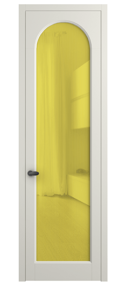 Межкомнатная дверь Палаццо 6804 Матовый жемчужный Рифлёное желтое стекло "Дюна", триплекс Цена 5400 AZE | Volhovec